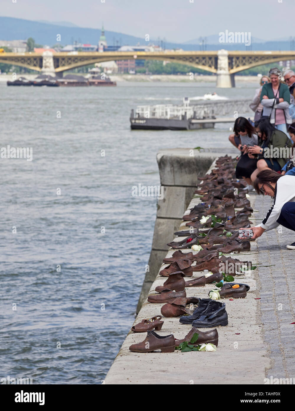 Budapester Schuhe am Donauufer ein Denkmal des Bildhauers Gyula Pauer vor  dem Parlament zu den Juden Schuß auf der Bank im Zweiten Weltkrieg Ungarn  Stockfotografie - Alamy