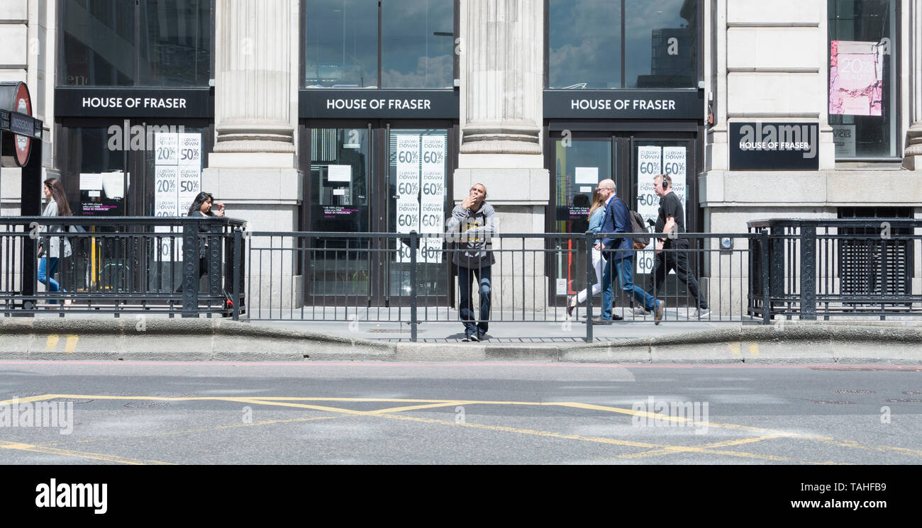 Das Äußere des House of Fraser, 68 King William Street, London, EC4, UK Stockfoto