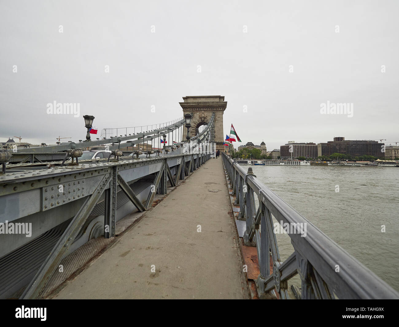 Budapest und der Széchenyi Kettenbrücke über die Donau gebaut von der schottischen Ingenieur Adam Clark Stockfoto