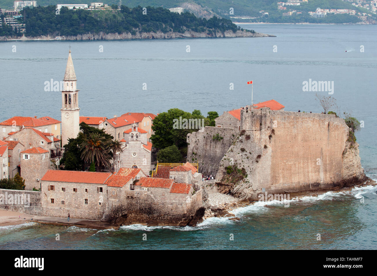 Einen malerischen Blick auf die Altstadt von Budva Montenegro Stockfoto