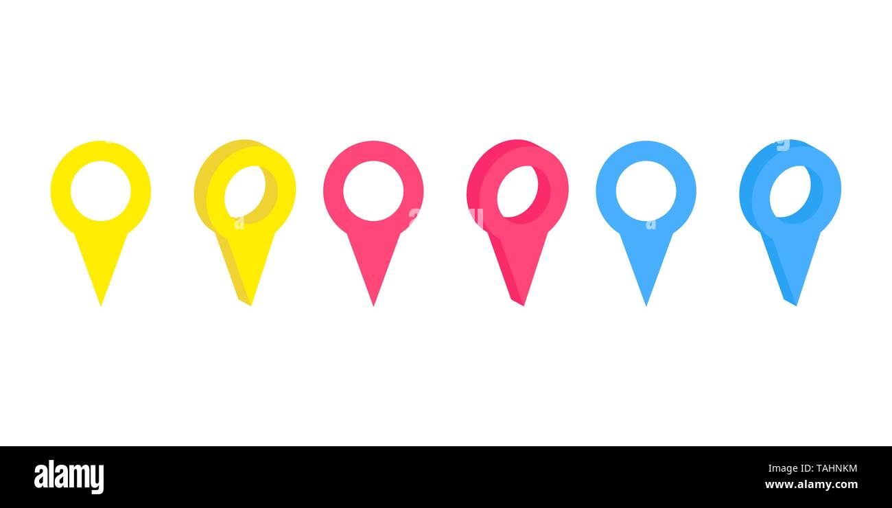 Vektor einrichten von realistischen isoliert Karte Pins auf dem weißen Hintergrund. Konzept der Navigation, Transport, Lieferung und Reise Stock Vektor