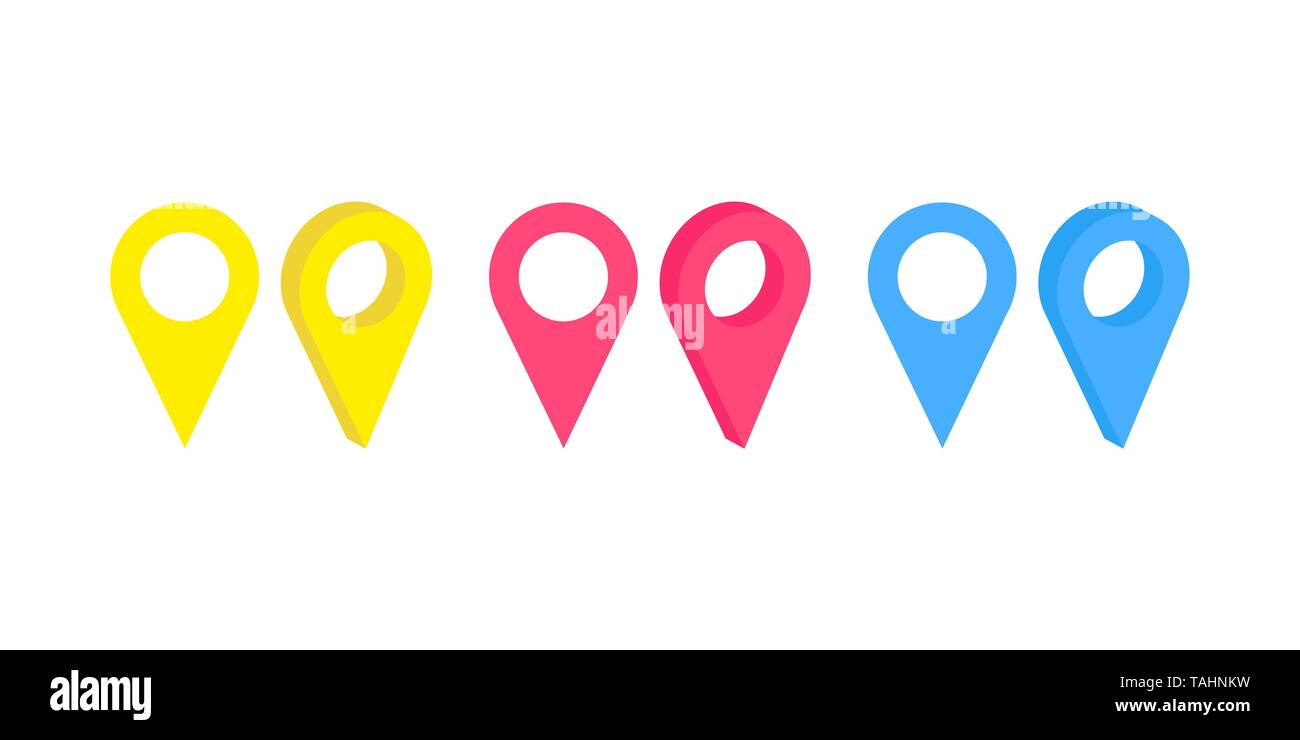 Vektor einrichten von realistischen isoliert Karte Pins auf dem weißen Hintergrund. Konzept der Navigation, Transport, Lieferung und Reise Stock Vektor