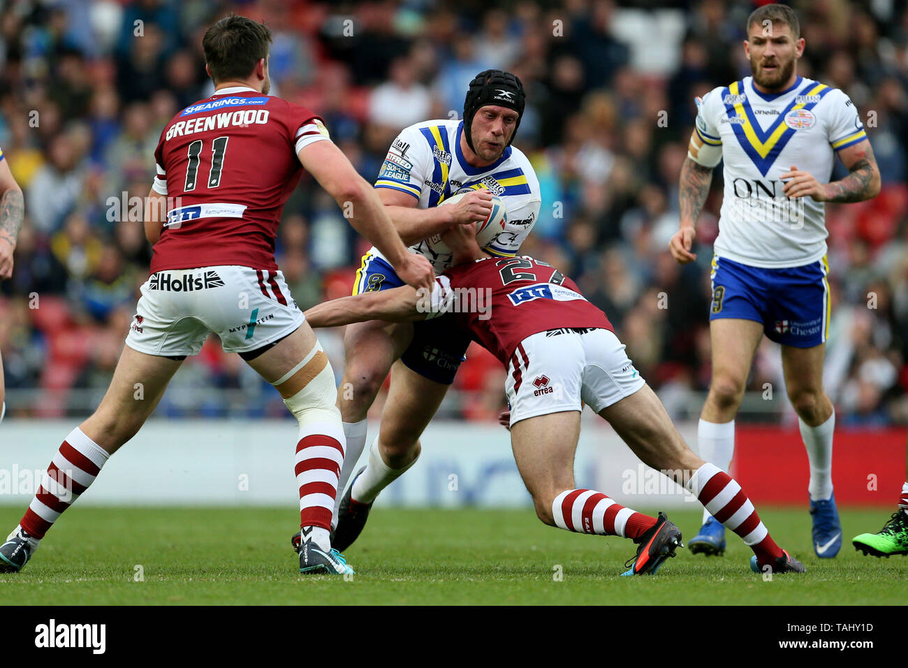 Die warrington Chris Hill in Aktion während der Dacia magische Wochenende Match des Betfred Super League in Liverpool, Liverpool. Stockfoto