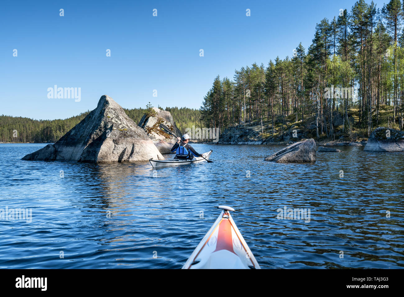 Kajak am Nationalpark Kolovesi, Enonkoski, Finnland Stockfotografie - Alamy