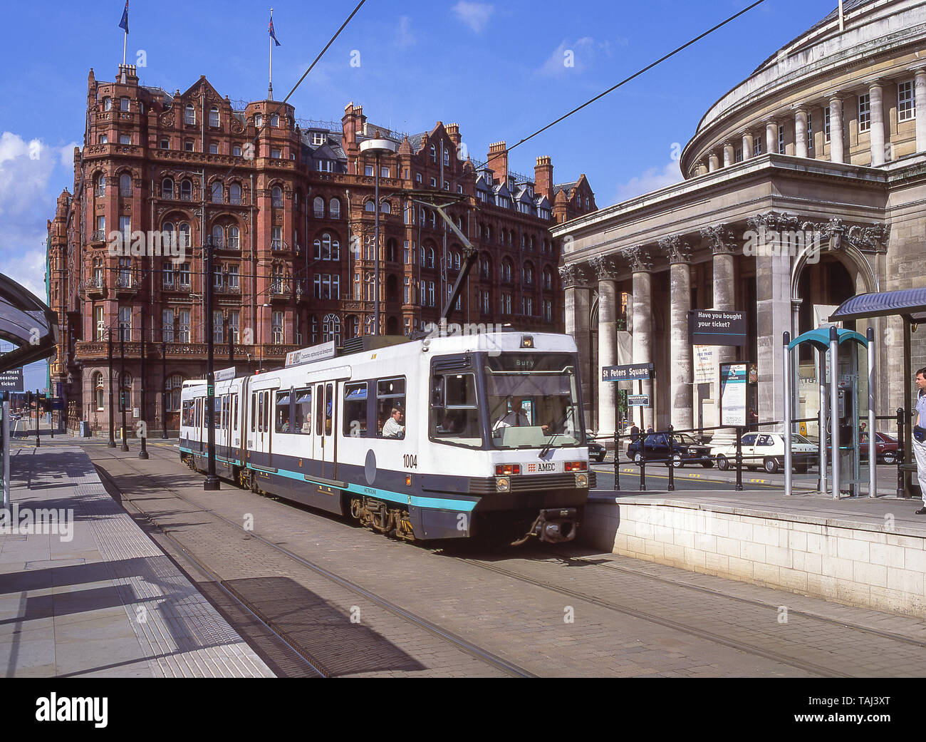 Manchester Metrolink Tram, St. Peter's Square, Manchester, Greater Manchester, England, Vereinigtes Königreich Stockfoto