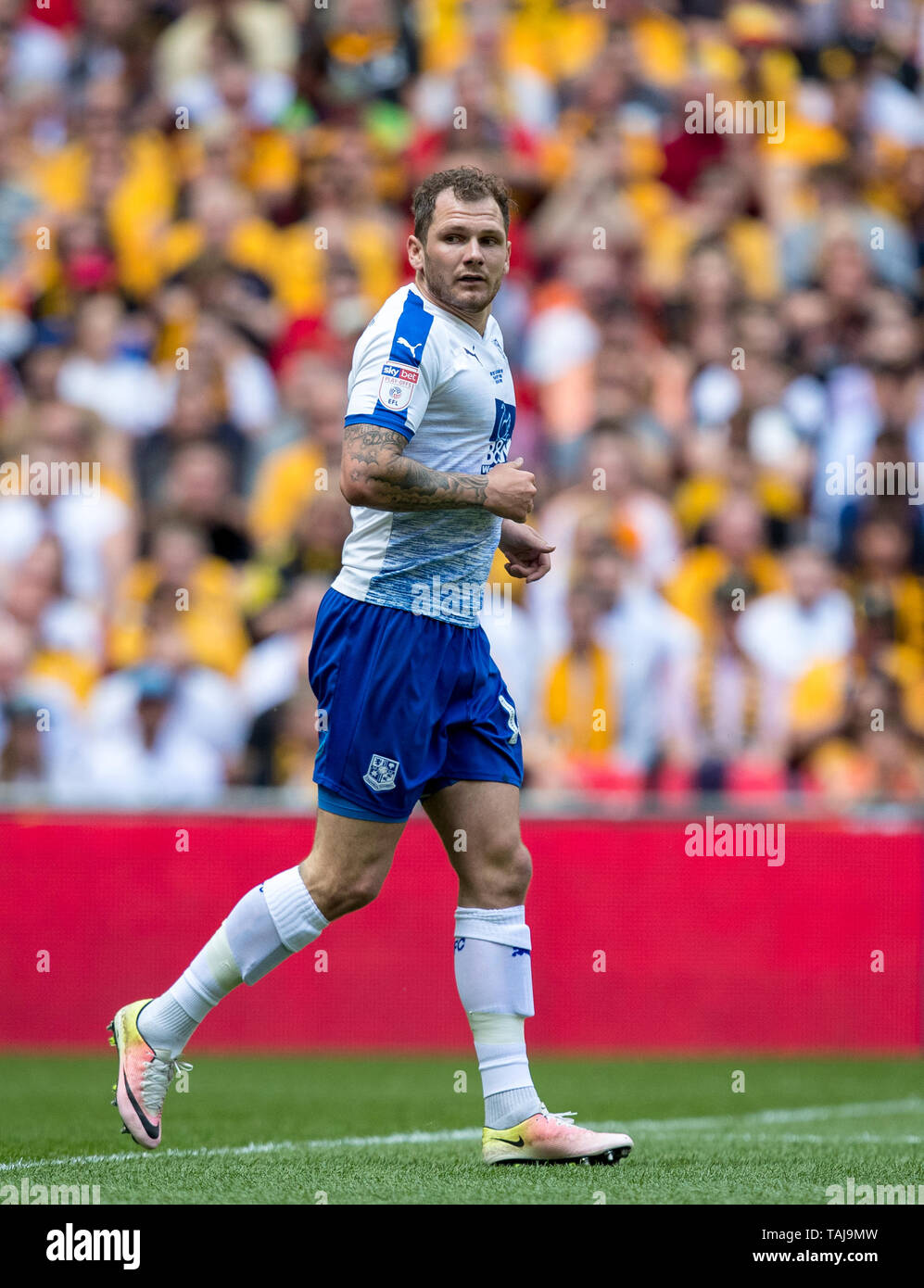 London, Großbritannien. 25 Mai, 2019. James Norwood der Tranmere Rovers während der Sky Bet Liga 2 Play-Off Finale zwischen Newport County und Tranmere Rovers im Wembley Stadion, London, England am 25. Mai 2019. Foto von Andy Rowland. Credit: PRiME Media Images/Alamy leben Nachrichten Stockfoto