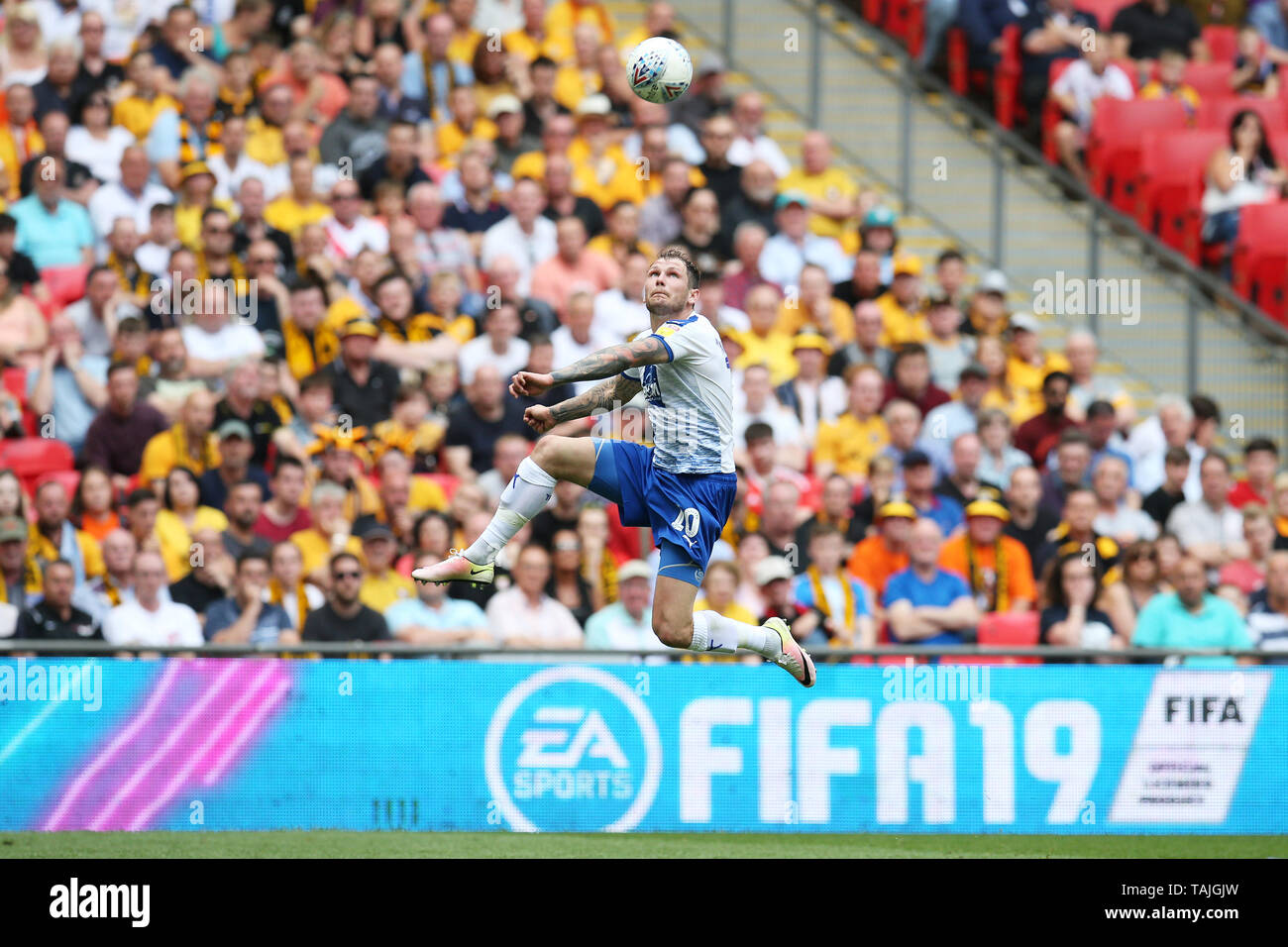 London, Großbritannien. 25 Mai, 2019. James Norwood der Tranmere Rovers in Aktion. Skybet Fußball-Liga zwei Play-off Finale, Newport County v Tranmere Rovers im Wembley Stadion in London am Samstag, den 25. Mai 2019. Dieses Bild dürfen nur für redaktionelle Zwecke verwendet werden. Nur die redaktionelle Nutzung, eine Lizenz für die gewerbliche Nutzung erforderlich. Keine Verwendung in Wetten, Spiele oder einer einzelnen Verein/Liga/player Publikationen. Credit: Andrew Orchard sport Fotografie/Alamy leben Nachrichten Stockfoto