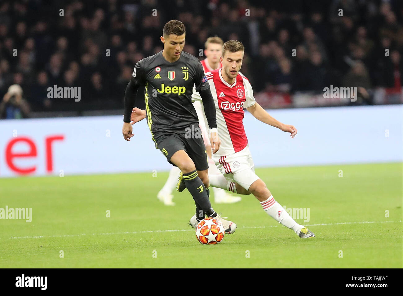 Cristiano Ronaldo von Juventus Turin während der UEFA Champions League, Viertelfinale 1 Bein, Fußballspiel zwischen AFC Ajax und Juventus Turin am 10. April 2019 an Johan Cruijff ArenA in Amsterdam, Niederlande, Photo Laurent Lairys/DPPI Stockfoto