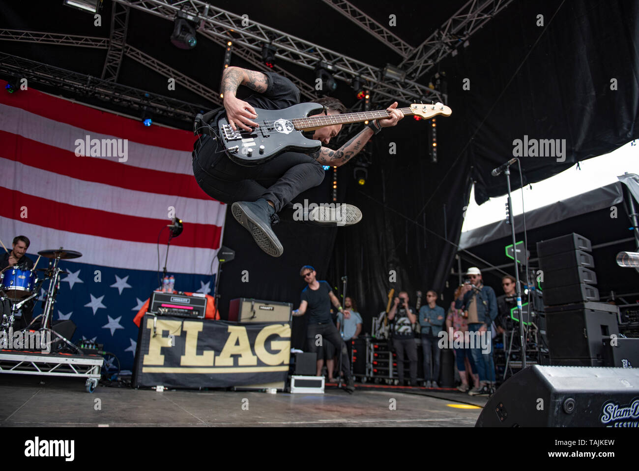 Leeds, Großbritannien. 25. Mai 2019. Anti Flag am 2019 Slam Dunk Festival nördlich auf den Punk in Drublic Bühne 2019-05-25 durchführen Stockfoto