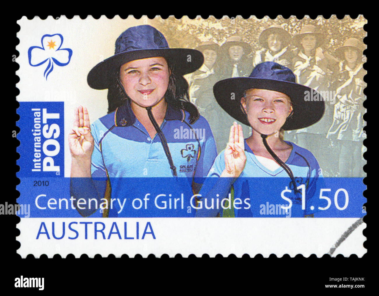 Australien - ca. 2010: Eine gebrauchte Briefmarke aus Australien, zum Gedenken an den 100. Jahrestag der Pfadfinderinnen, ca. 2010. Stockfoto