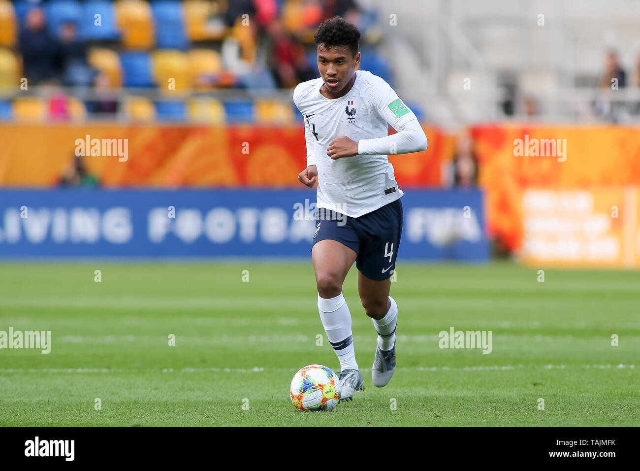 Gdynia, Polen, 25. Mai, 2019: Boubacar Kamara läuft mit dem Ball während der 2019 FIFA U-20 WM Gruppe E Übereinstimmung zwischen Frankreich und Saudi-arabien in Gdynia Stadion in Gdynia. Credit: Tomasz Zasinski/Alamy leben Nachrichten Stockfoto