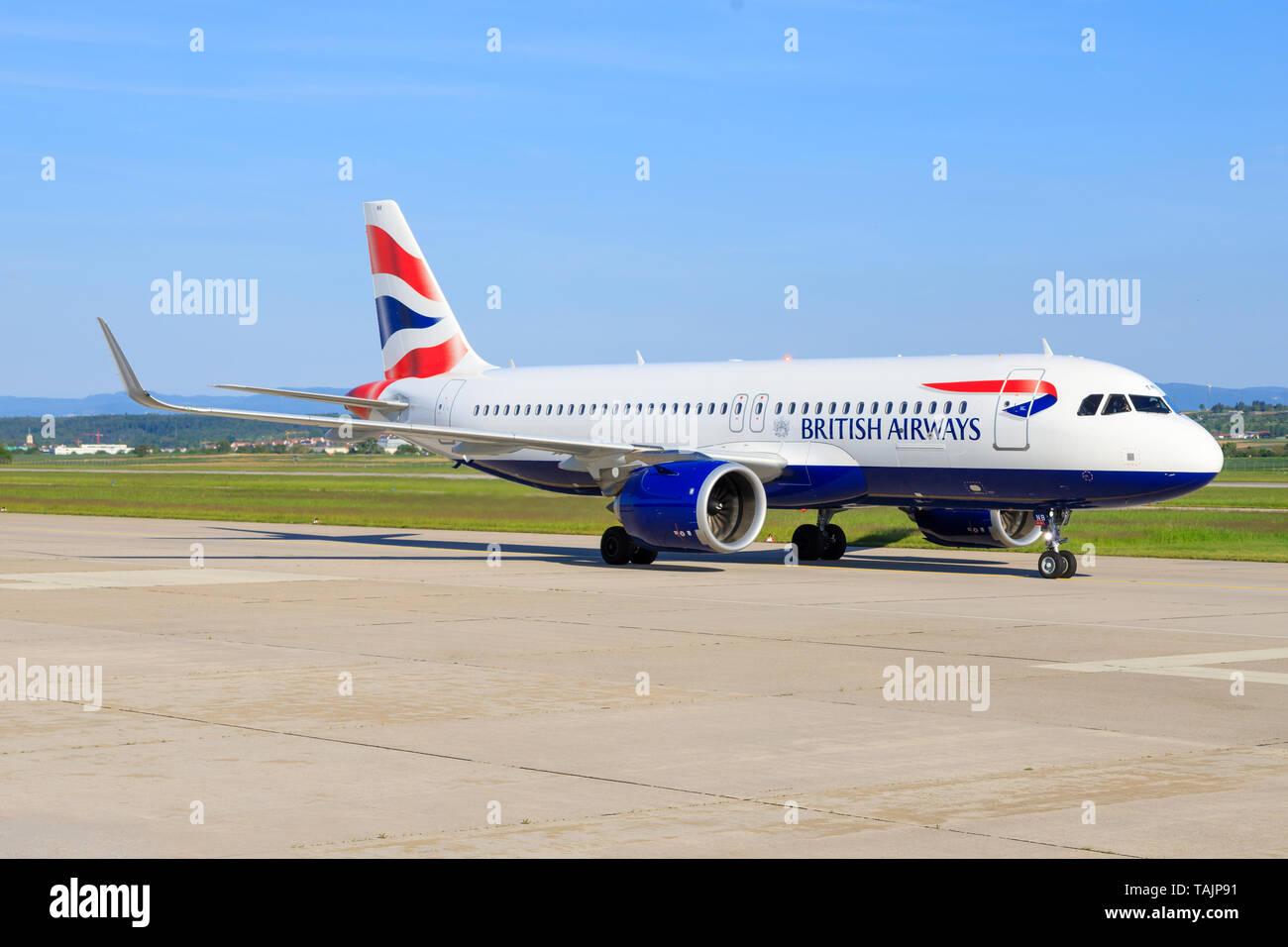 Stuttgart/Deutschland, 22. August 2019: British Airways Airbus A321 Neo am Flughafen Stuttgart. Stockfoto