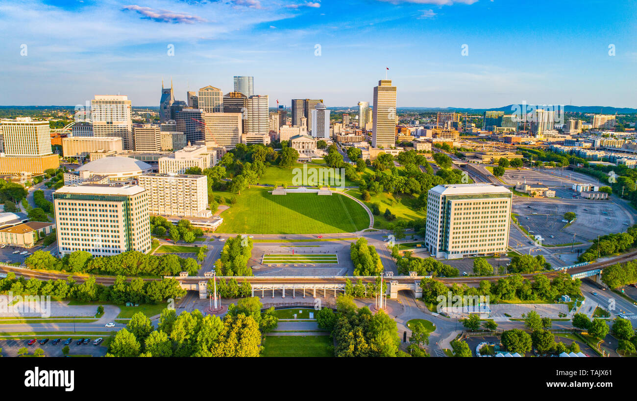 Nashville Tennessee Drone Skyline Luftbild. Stockfoto