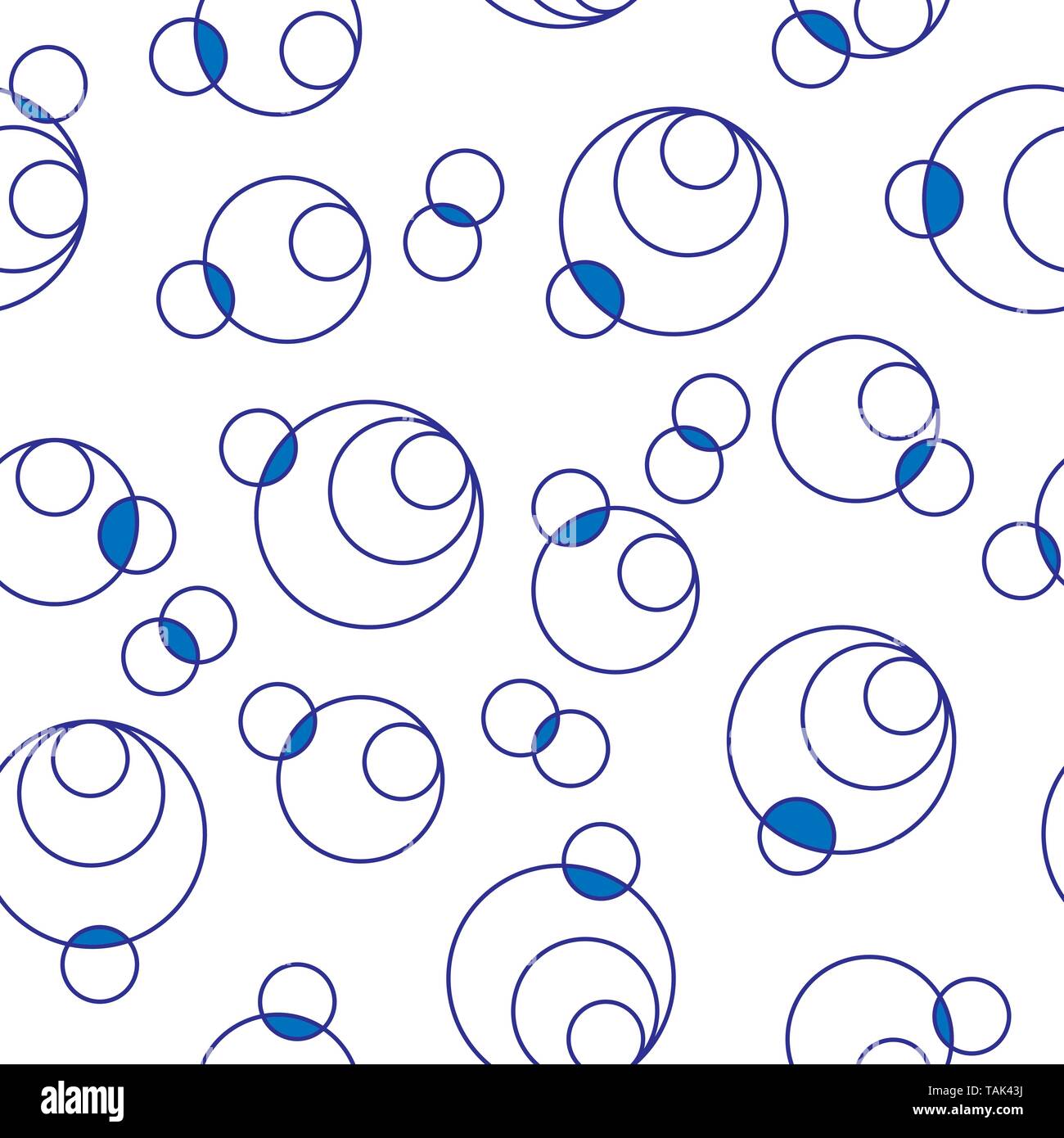 Nahtlose Muster mit sich überlappenden und sich überschneidende Kreise. Blau. Ideal für Textilien, Verpackung, Papier drucken, einfache Hintergründe und Texturen. Stock Vektor
