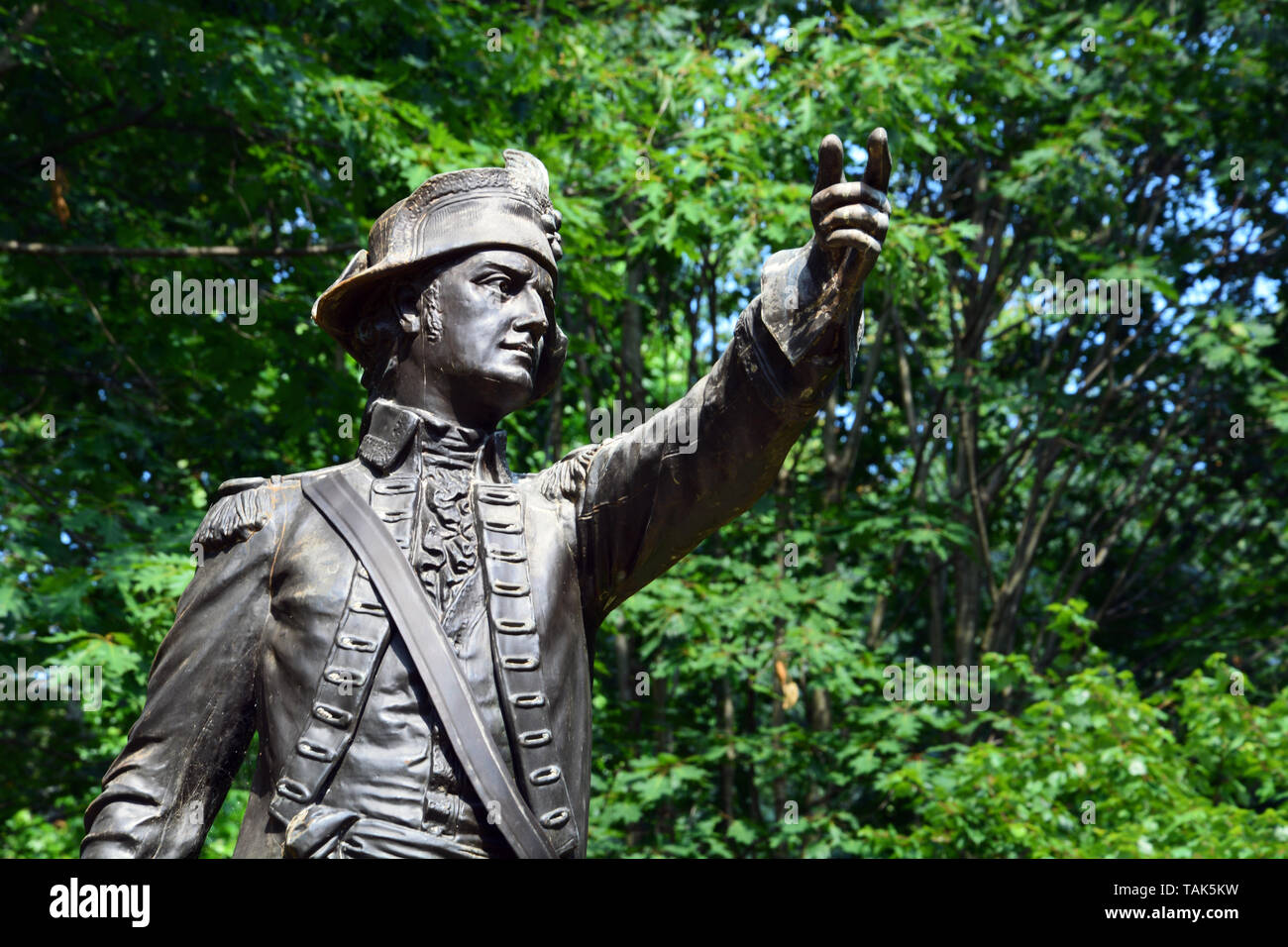 Major Joseph Winston der Surry County Miliz in der Schlacht von Guilford Courthouse geboten und begraben, wo sein Denkmal befindet sich Stockfoto