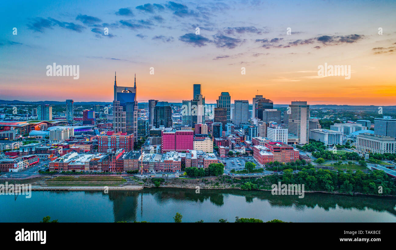 Nashville Tennessee Skyline Luftbild. Stockfoto