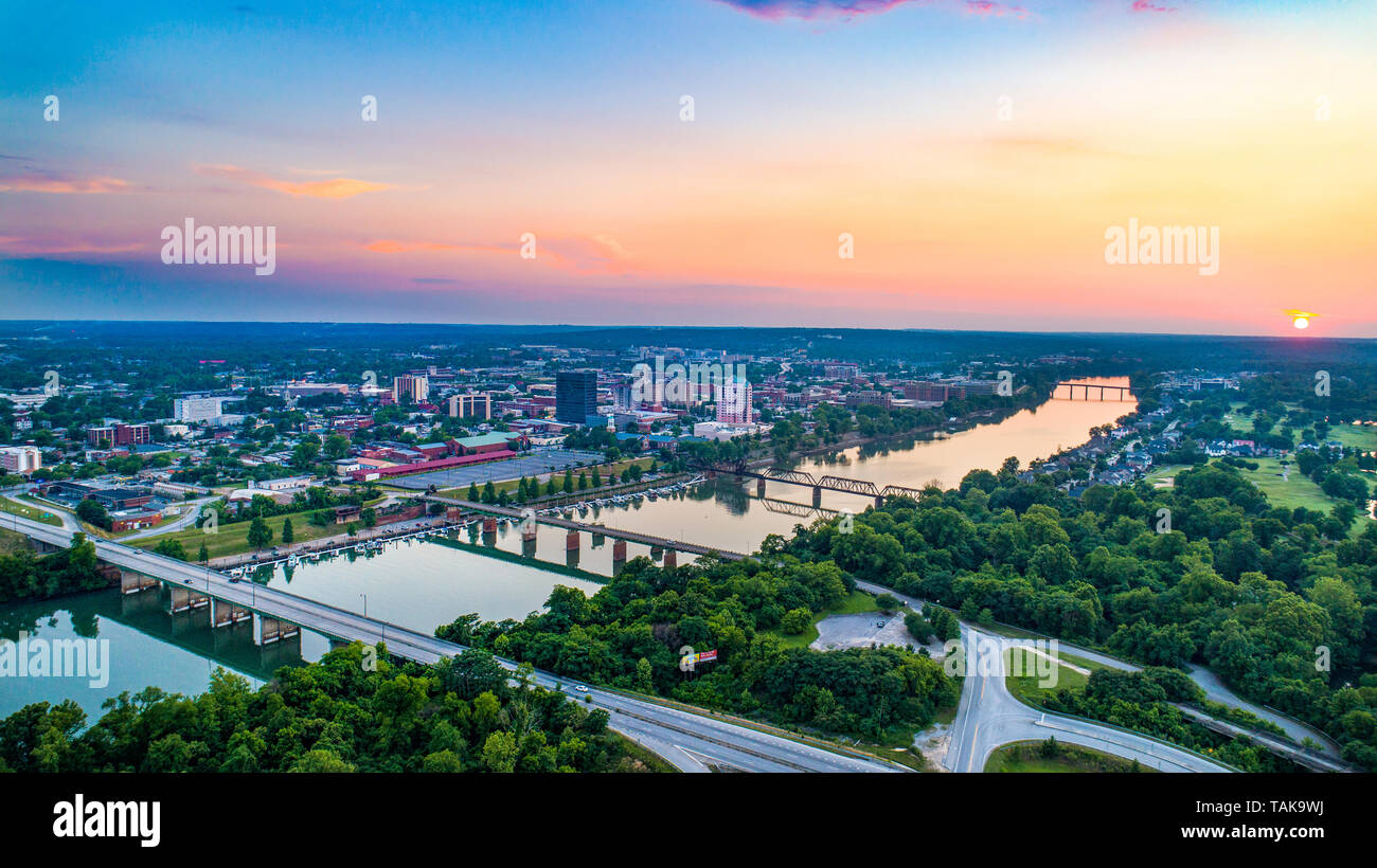 Downtown Augusta, Georgia, USA Skyline Luftbild. Stockfoto