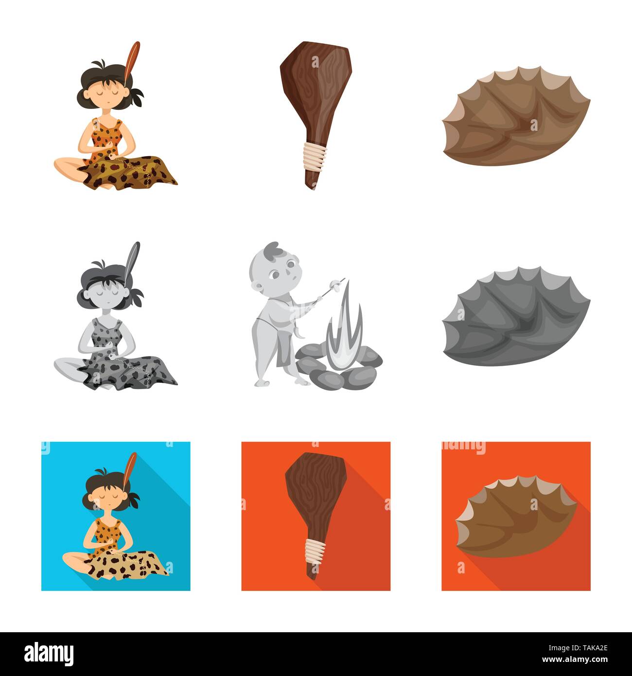 Vector Illustration der Evolution und Steinzeit Symbol. Sammlung von