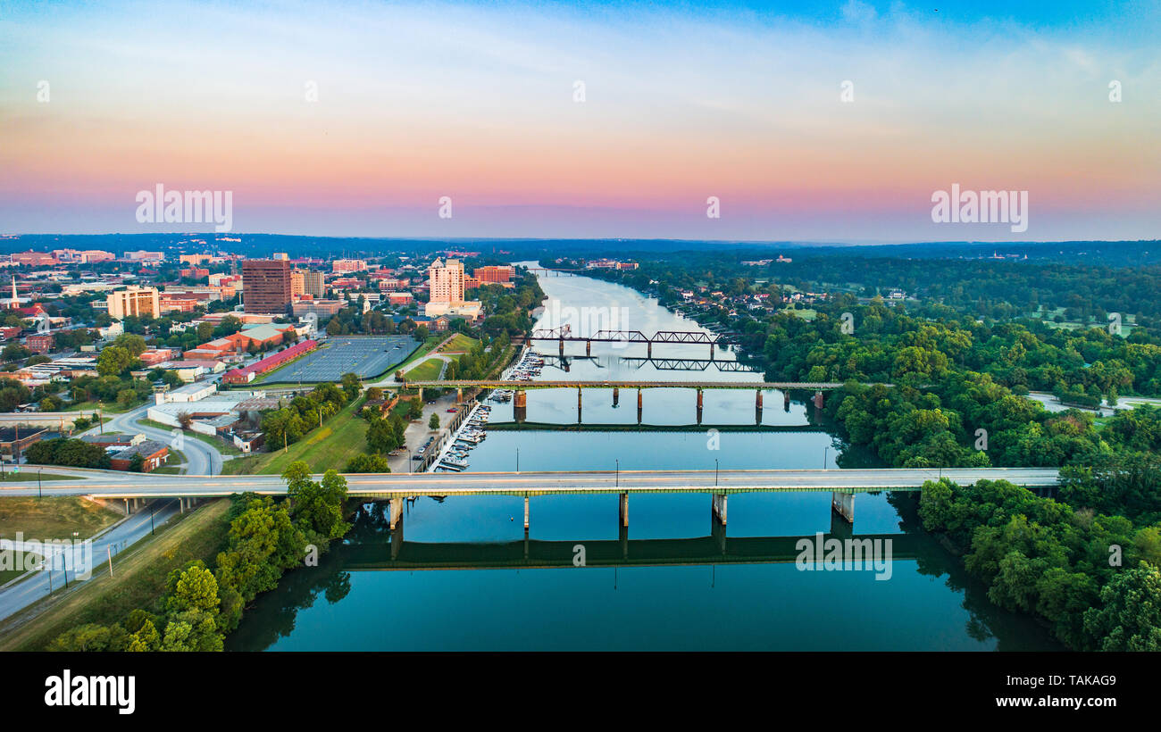 Augusta, Georgia, USA und Savannah River. Stockfoto