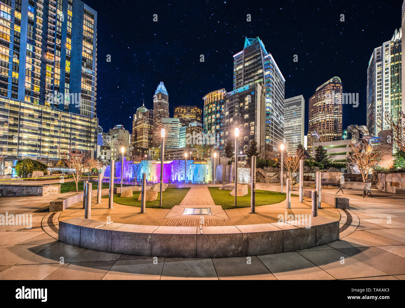 Stadtzentrum Park in Charlotte, North Carolina, USA. Stockfoto