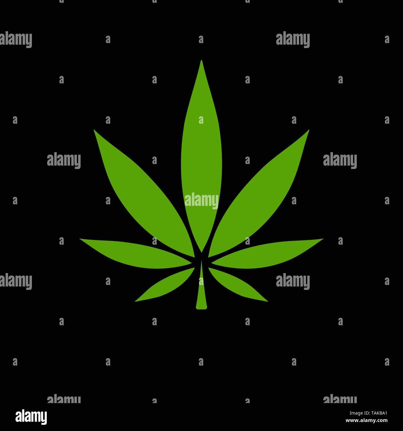 Cannabis Symbol. Grünes Hanfblatt, ganja Symbol, Marihuana zu unterzeichnen. Isolierte einfache flache logo Vorlage. Konzept Design für die Medizin. Isolierte vektor Emblem. Stock Vektor
