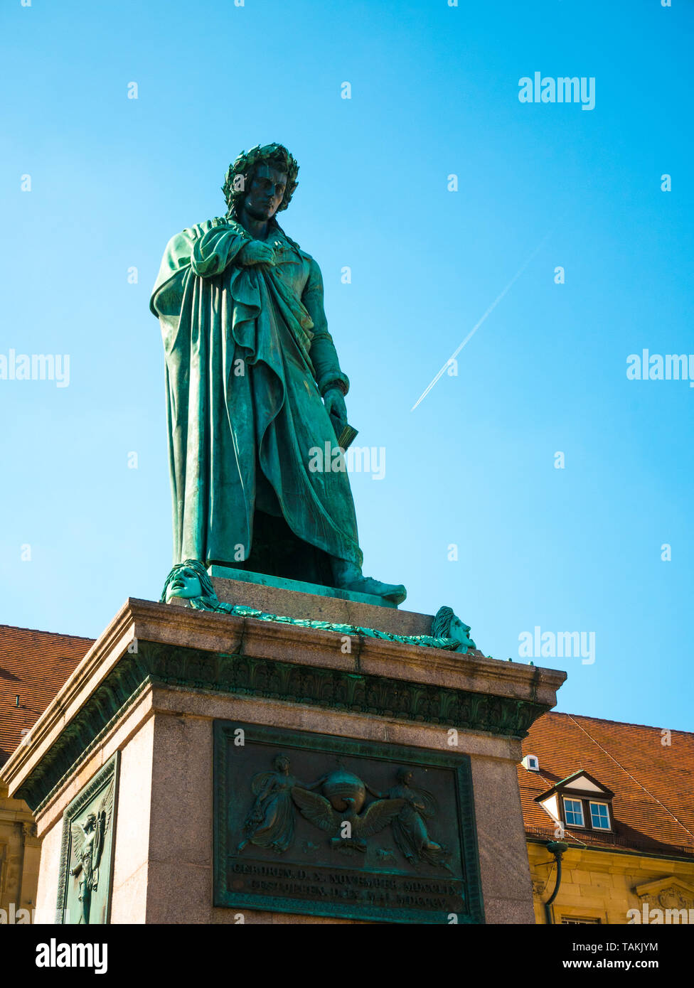 Schiller Denkmal am Schillerplatz, Stuttgart, Baden-Württemberg, Deutschland Stockfoto