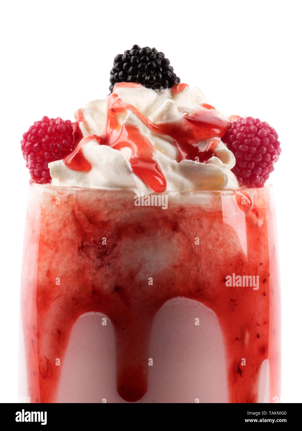 Glas Milchshake isoliert auf weißem Stockfoto