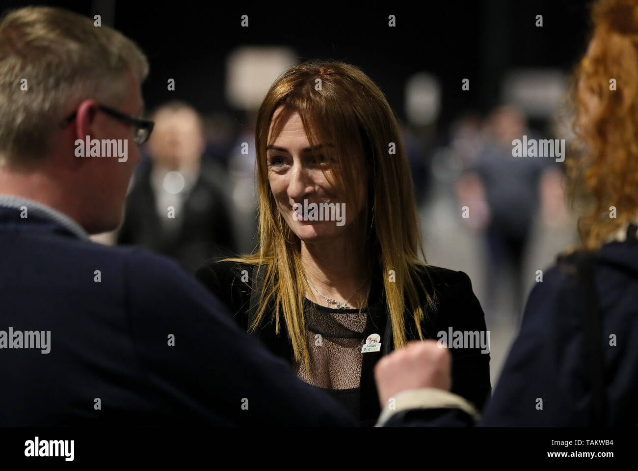 Irische Independents 4 Ändern Kandidat Clare Daly bei der Graf Zentrum im RDS, Dublin, wie bei der Auszählung der Stimmen bei der Europawahl fort. Stockfoto