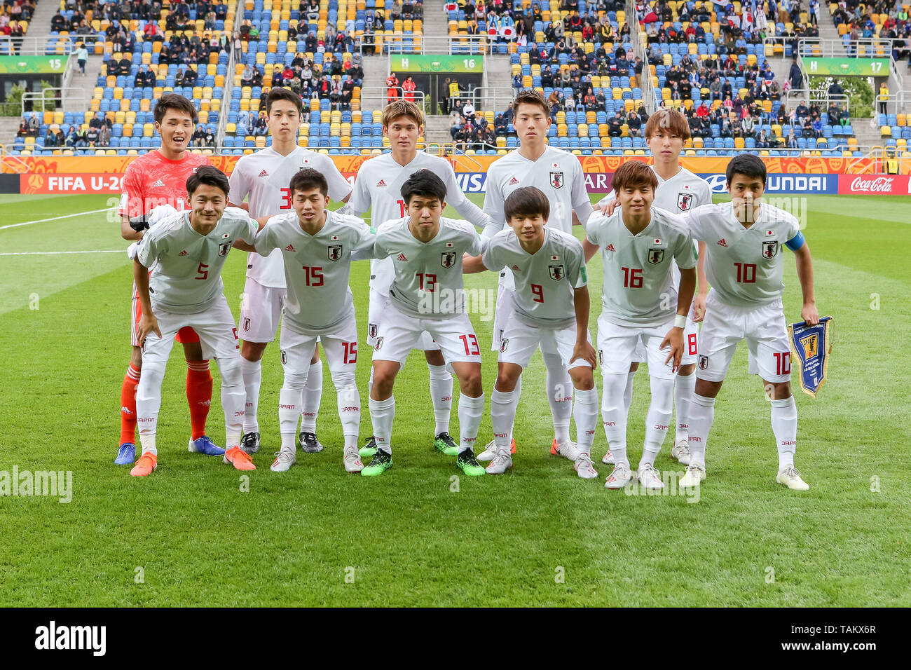 Gdynia Stadion, Gdynia, Polen - 26. Mai, 2019: National Team aus Japan während Gruppenfoto vor der FIFA U-20-Weltmeisterschaft zwischen Mexiko und Japan (Gruppe B) in Gdynia gesehen. (Endstand; Mexiko 0:3 Japan) Stockfoto