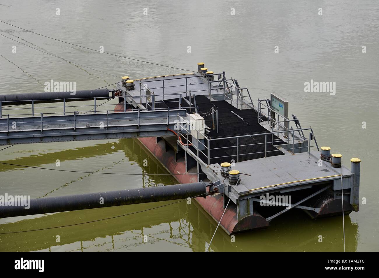 Schiffsanlegestelle in Linz an der Donau, Österreich Stockfoto