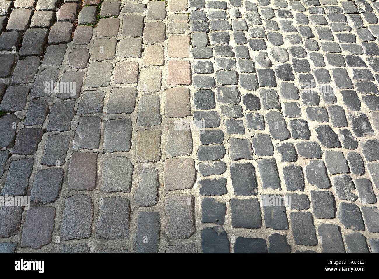 Kopfsteinpflaster auf einer Straße Stockfoto