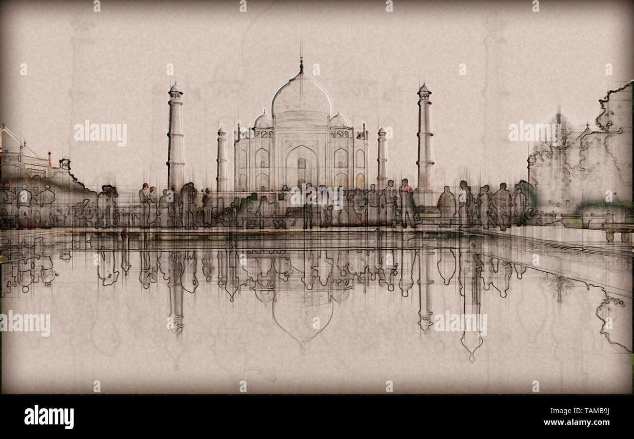 Digital verbesserte Image der Taj Mahal in Indien, Uttar Pradesh, Agra, Stockfoto