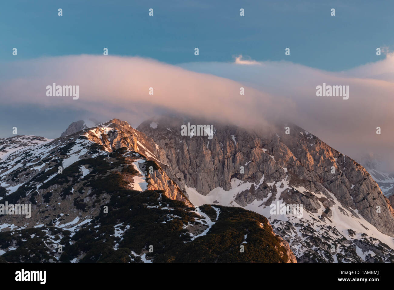 Am frühen Morgen in Kamnik Savinja-alpen (Slowenien) Stockfoto