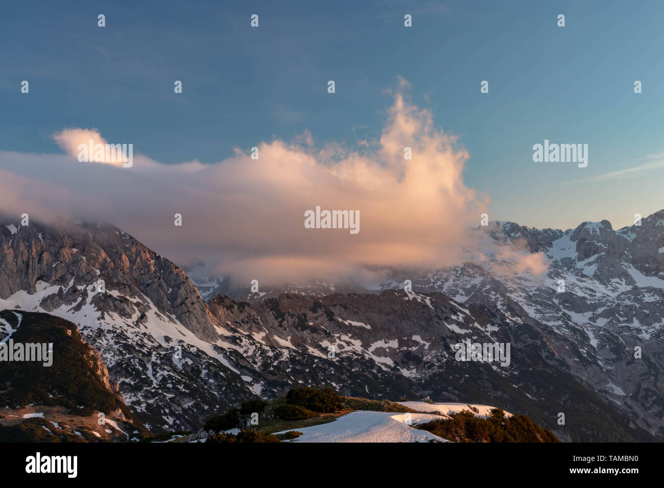 Am frühen Morgen in Kamnik Savinja-alpen (Slowenien) Stockfoto
