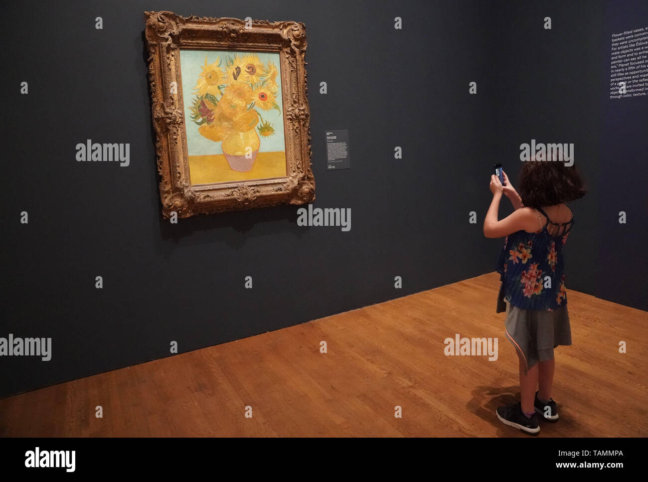 Washington, USA. 25 Mai, 2019. Ein Mädchen nimmt Fotos in der Ausstellung "Der impressionistischen Eye" im Philadelphia Museum der Kunst in Philadelphia, Pennsylvania, USA, am 25. Mai 2019. Diese Ausstellung vereint mehr als 80 Werke in einer Vielzahl von Medien - Malerei, Skulptur, Drucke, Zeichnungen und Pastelle - die Leistungen einiger der beliebtesten Künstler der Geschichte einschließlich Claude Monet, Mary Cassatt, Vincent van Gogh zu beleuchten. Die Ausstellung dauert bis zum 12.08.18. Quelle: Liu Jie/Xinhua/Alamy leben Nachrichten Stockfoto