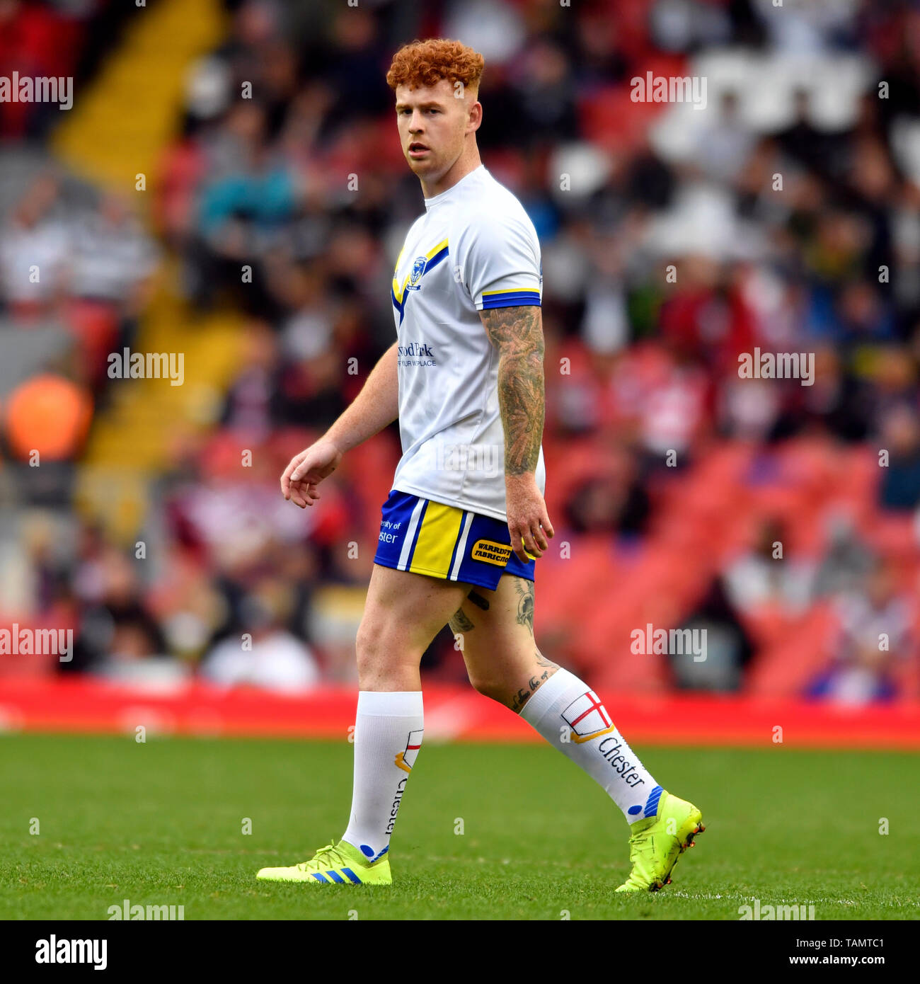 Anfield, Liverpool, Großbritannien. 25 Mai, 2019. Rugby League Dacia magische Wochenende; Harvey Livett von Warrington Wolves Credit: Aktion plus Sport/Alamy leben Nachrichten Stockfoto