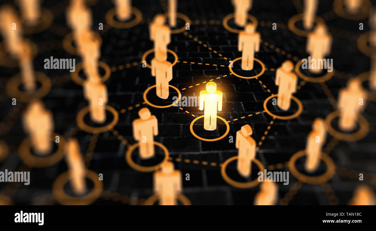 Abstrakte soziale Netzwerk Konzept, die menschlichen Figuren. Stockfoto