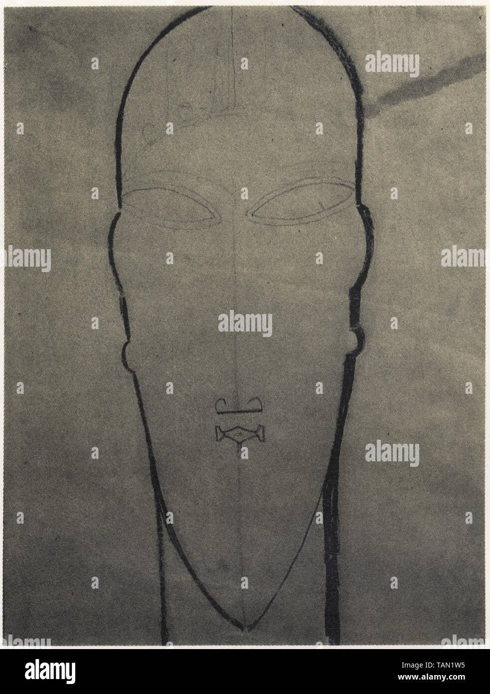 Amedeo Modigliani. Étude pour une tête sculptée.1911-1912.Crayon bleu et Mine de plomb Stockfoto
