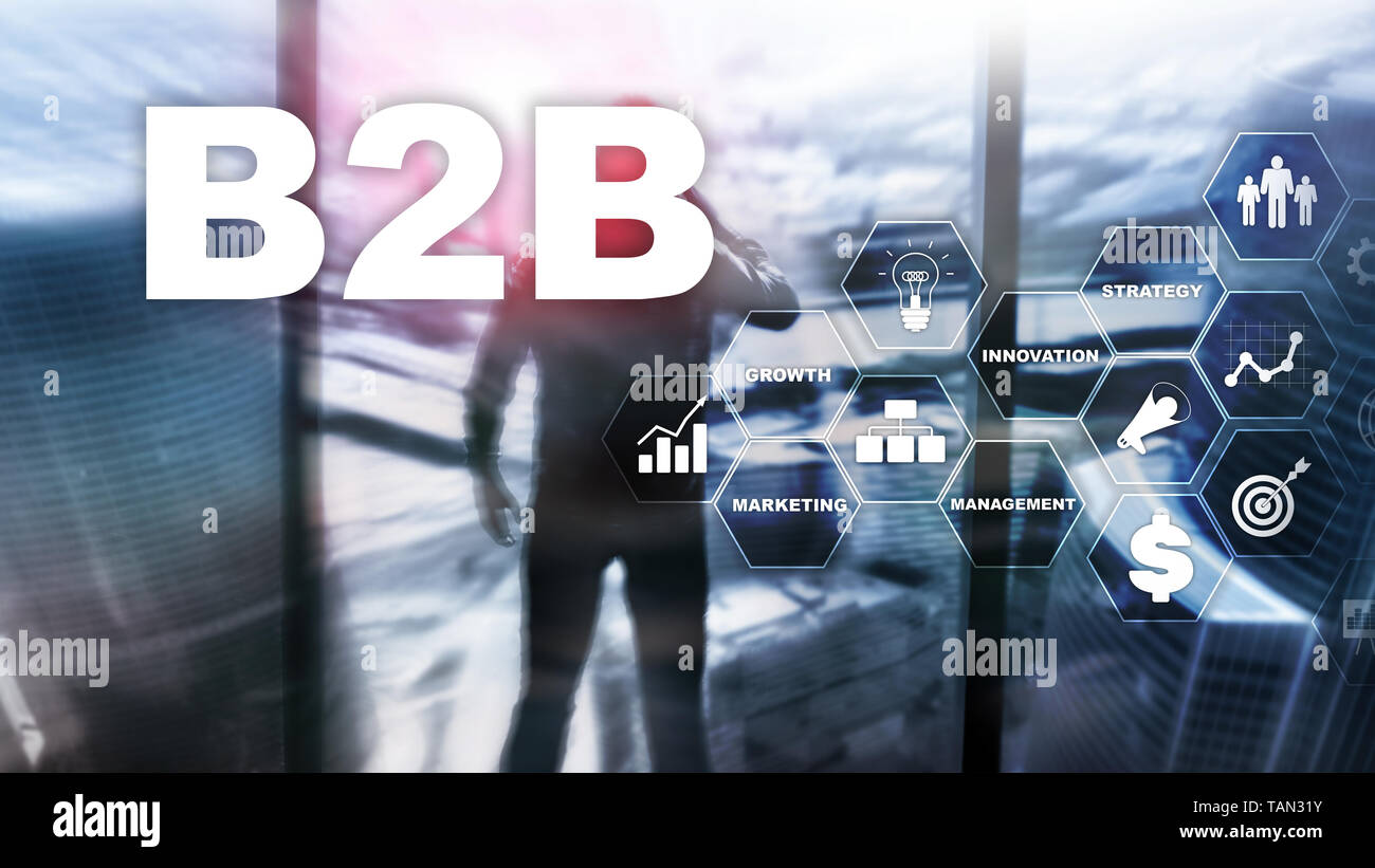Business to Business B2B - Technologie der Zukunft. Geschäftsmodell. Die Technologie- und Kommunikationskonzept. Stockfoto