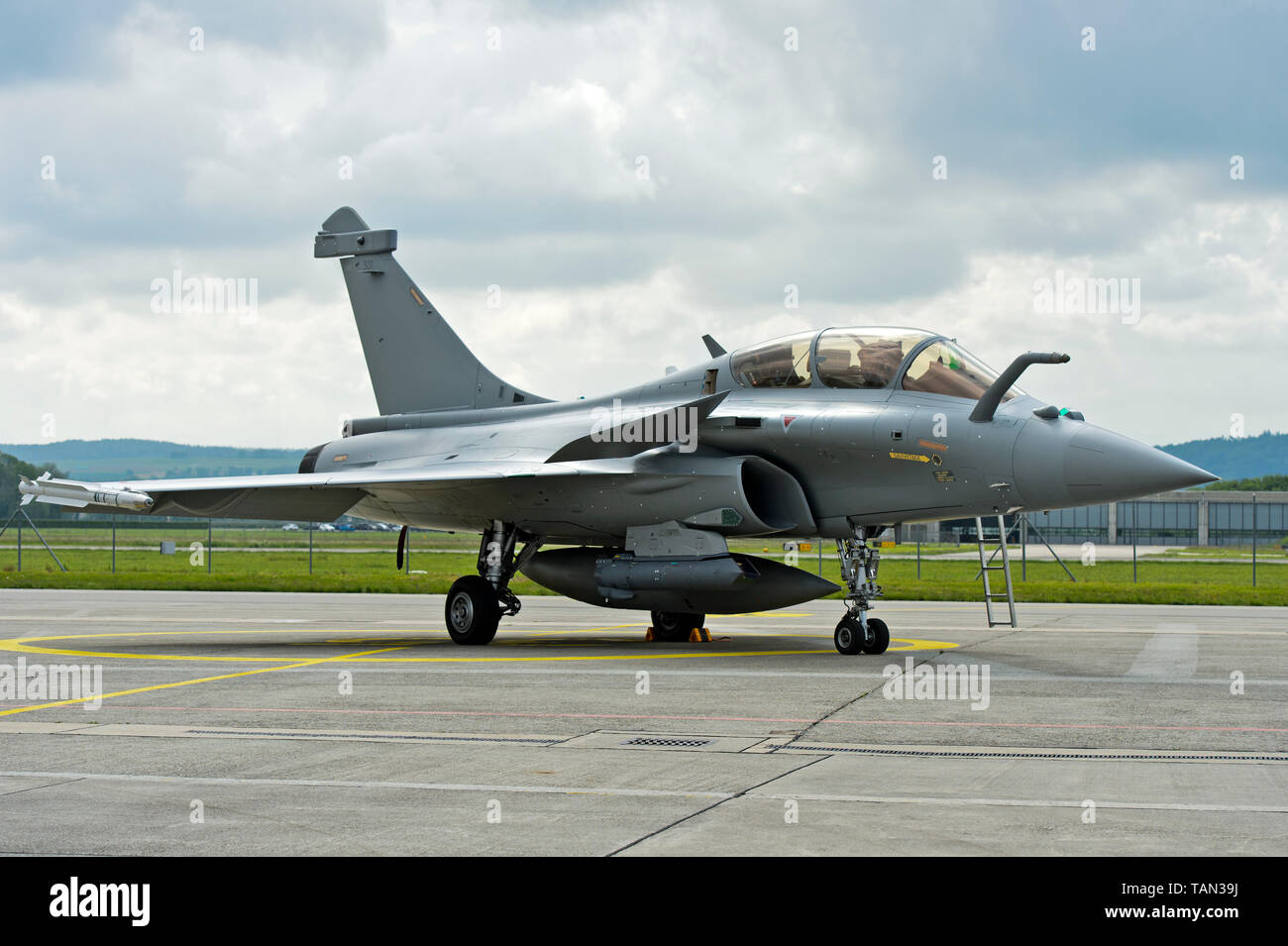 Französische Luftwaffe Dassault Rafale B4-FU SPA 81 Jagdflugzeug, statische Anzeige auf dem Militär, Payerne Payerne, Schweiz Stockfoto