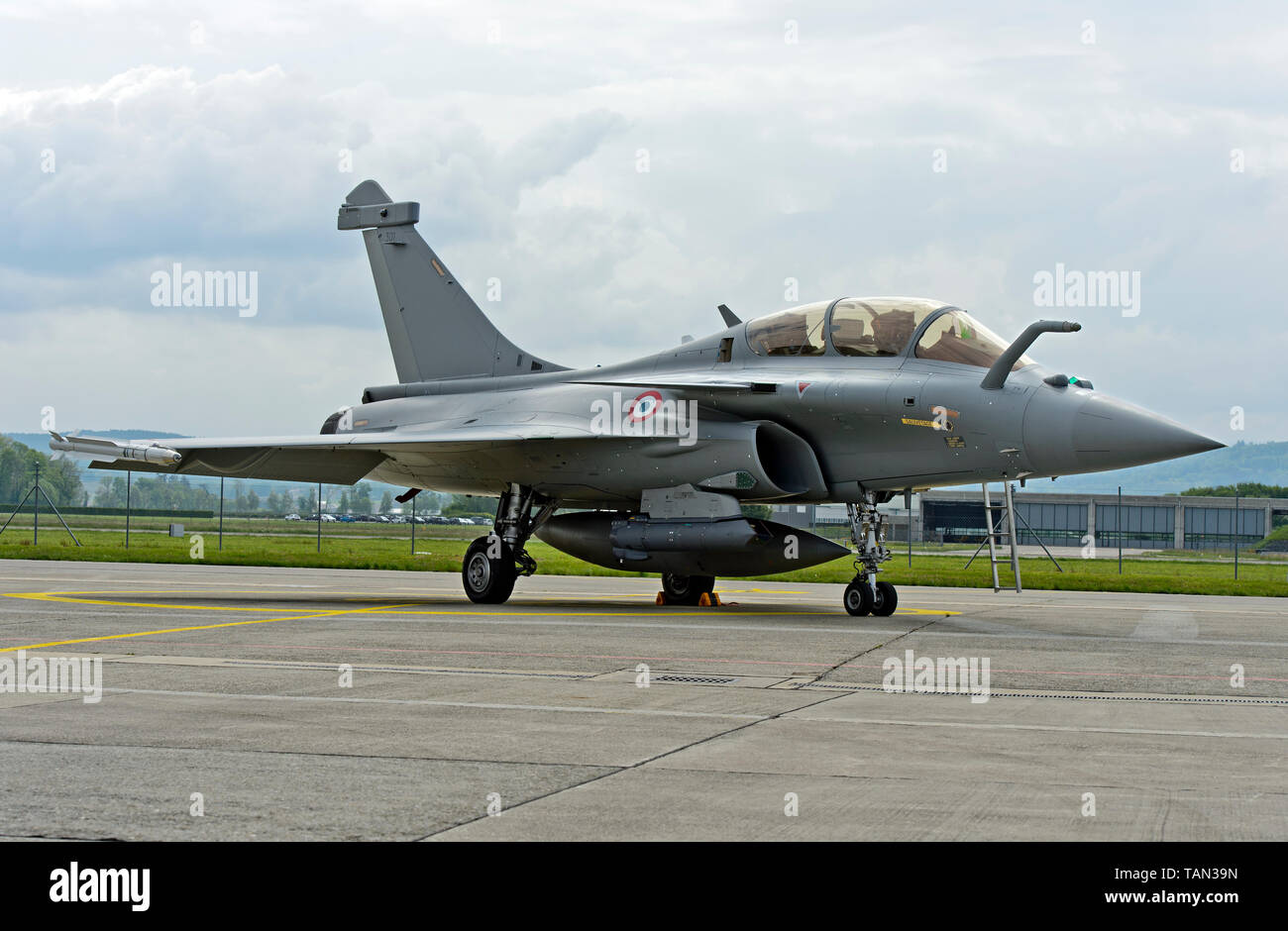 Französische Luftwaffe Dassault Rafale B4-FU SPA 81 Jagdflugzeug, statische Anzeige auf dem Militär, Payerne Payerne, Schweiz Stockfoto