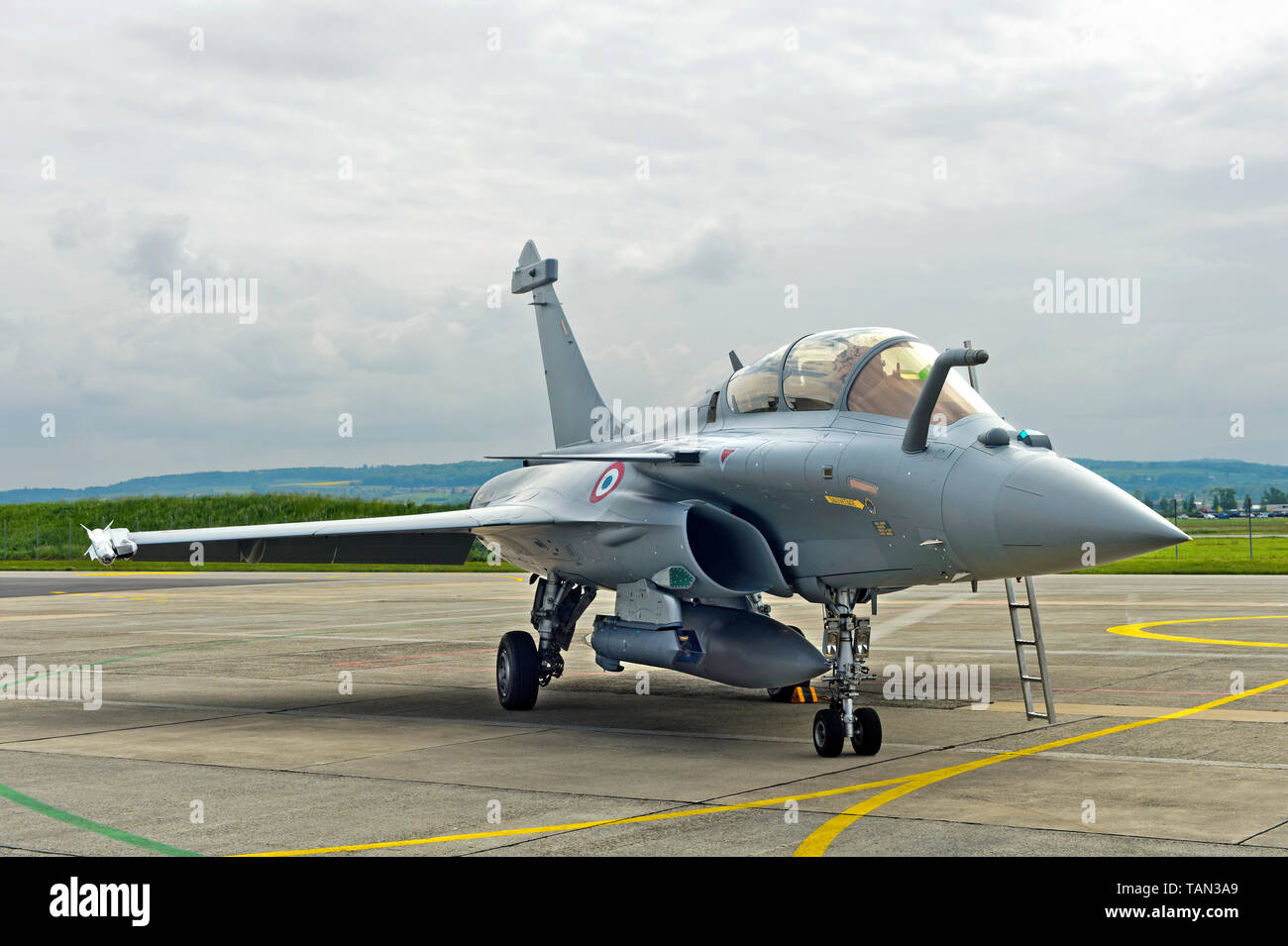 Französische Luftwaffe Dassault Rafale B4-FU SPA 81 Jagdflugzeug, statische Anzeige auf dem Militär, Payerne Payerne, Schweiz Stockfoto