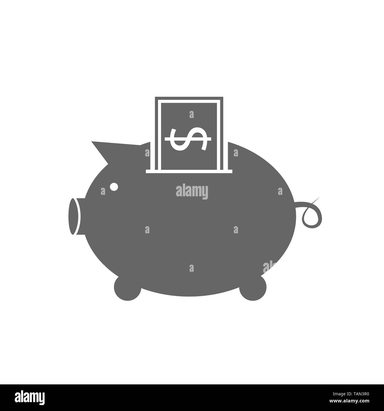 Kaution. Sparschwein piggy Bank Symbol Symbol, mit Dollar banknote Vector Illustration Stock Vektor
