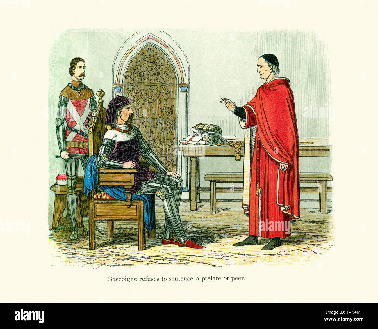 Sir William Gascoigne Chief Justice von England vor dem König Heinrich IV. die Ablehnung der Satz zum Tod Erzbischof Scrope (Erzbischof von York) und Thomas Mo Stockfoto