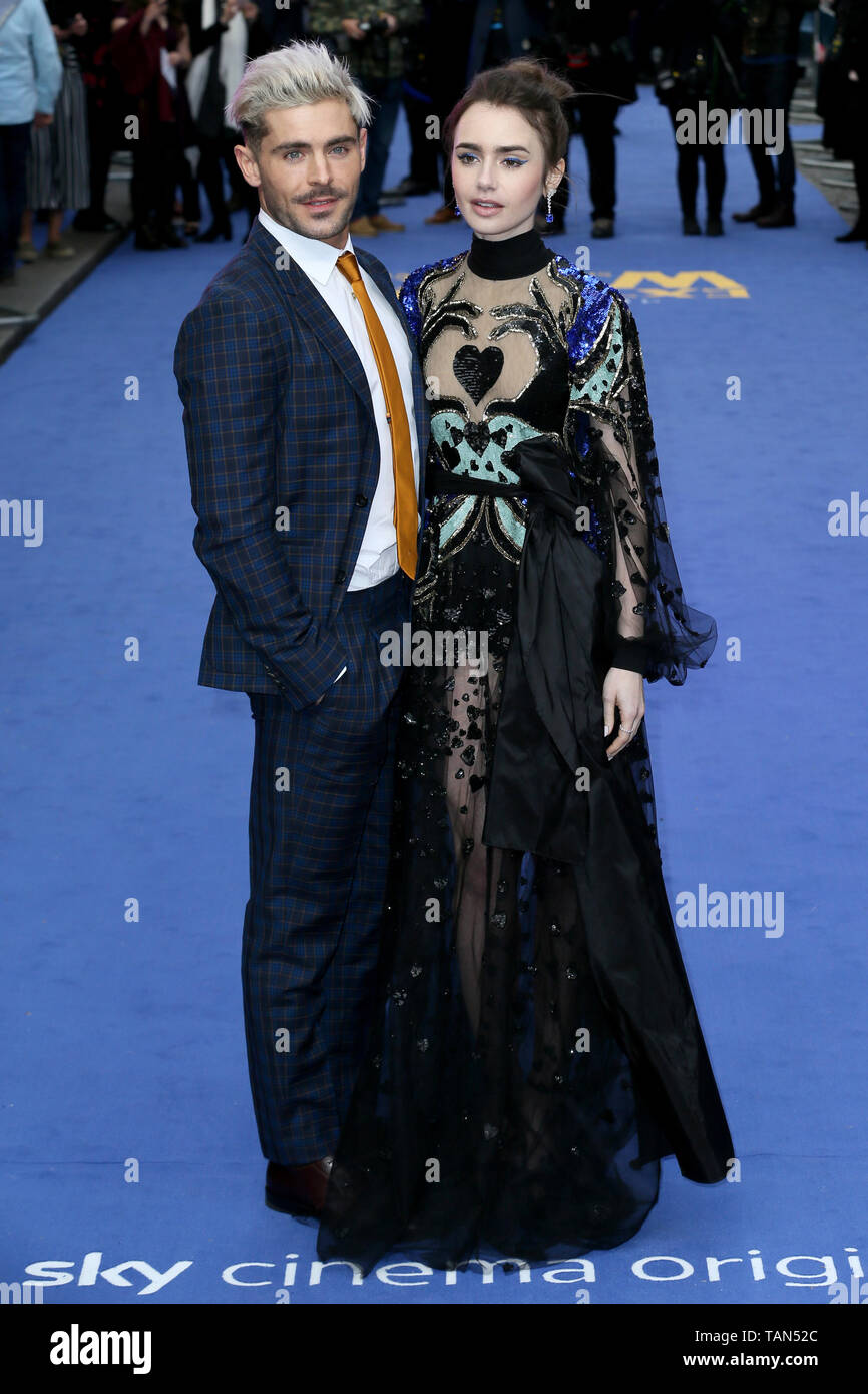 Die Europäische Premiere von "äußerst Böse, erschreckend Bösen und Gemeinen' im Curzon Mayfair - Ankunft mit: Zac Efron, Lily Collins Wo: London, Vereinigtes Königreich, wenn: 24 Apr 2019 Credit: Mario Mitsis/WENN.com Stockfoto