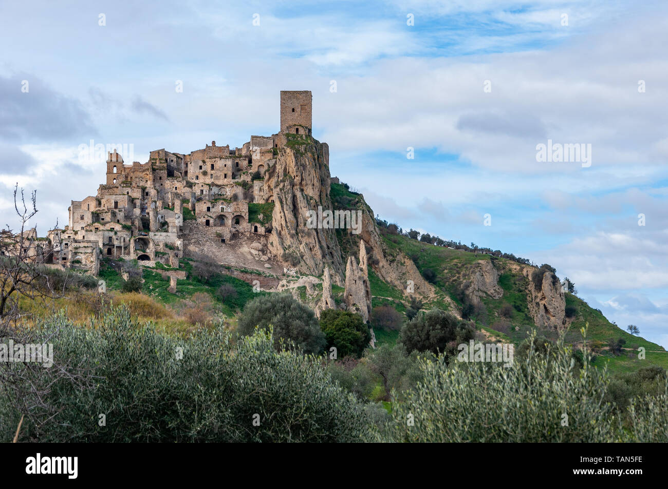 Rotondella, die Geisterstadt in der Nähe von Matera, die Stadt der Steine. Rotondella berühmt in der Welt für die in den Filmen und in der Werbung verwendet werden. Stockfoto