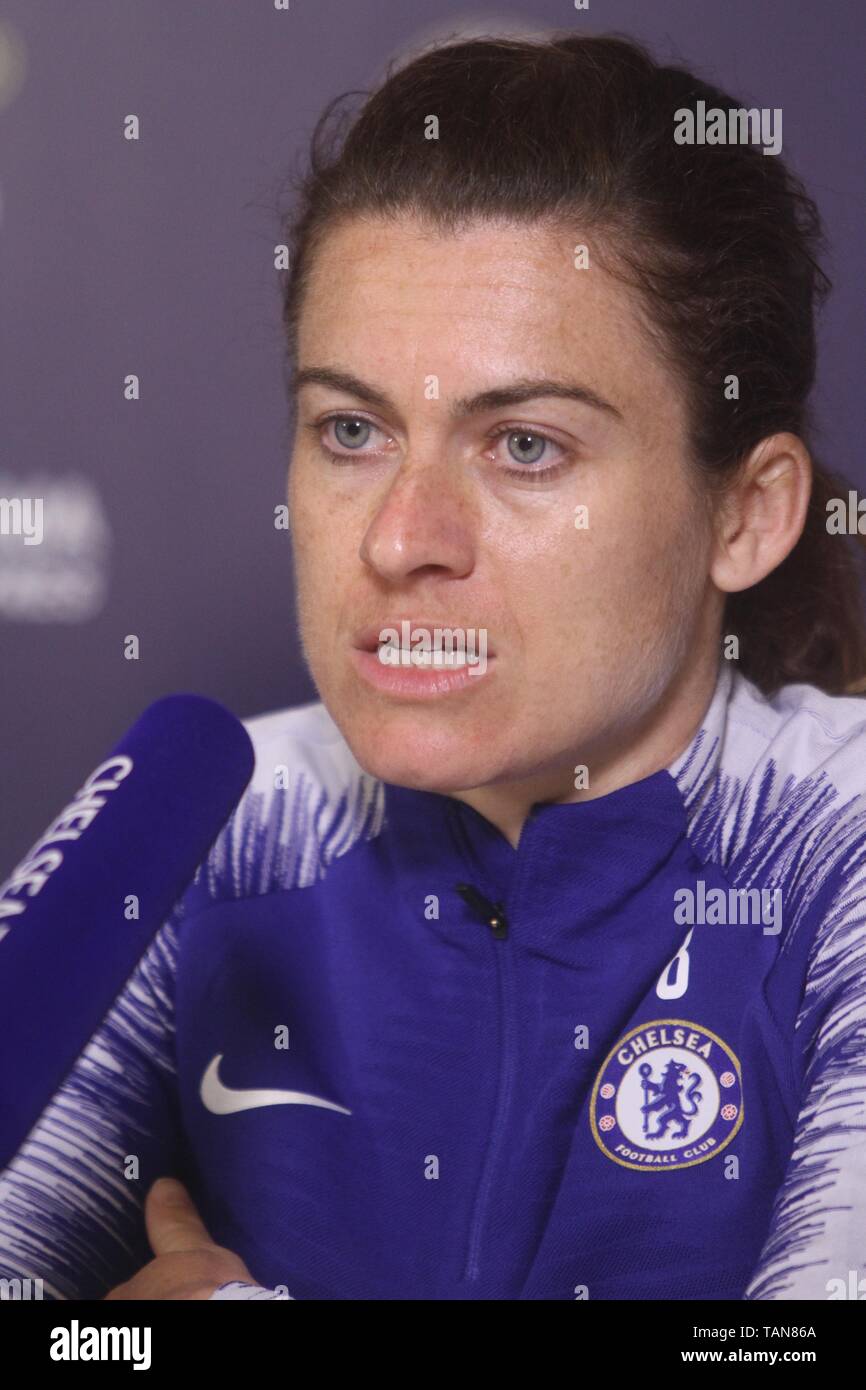 Chelsea F C Frauen Halten Eine Pressekonferenz Vor Dem Champions
