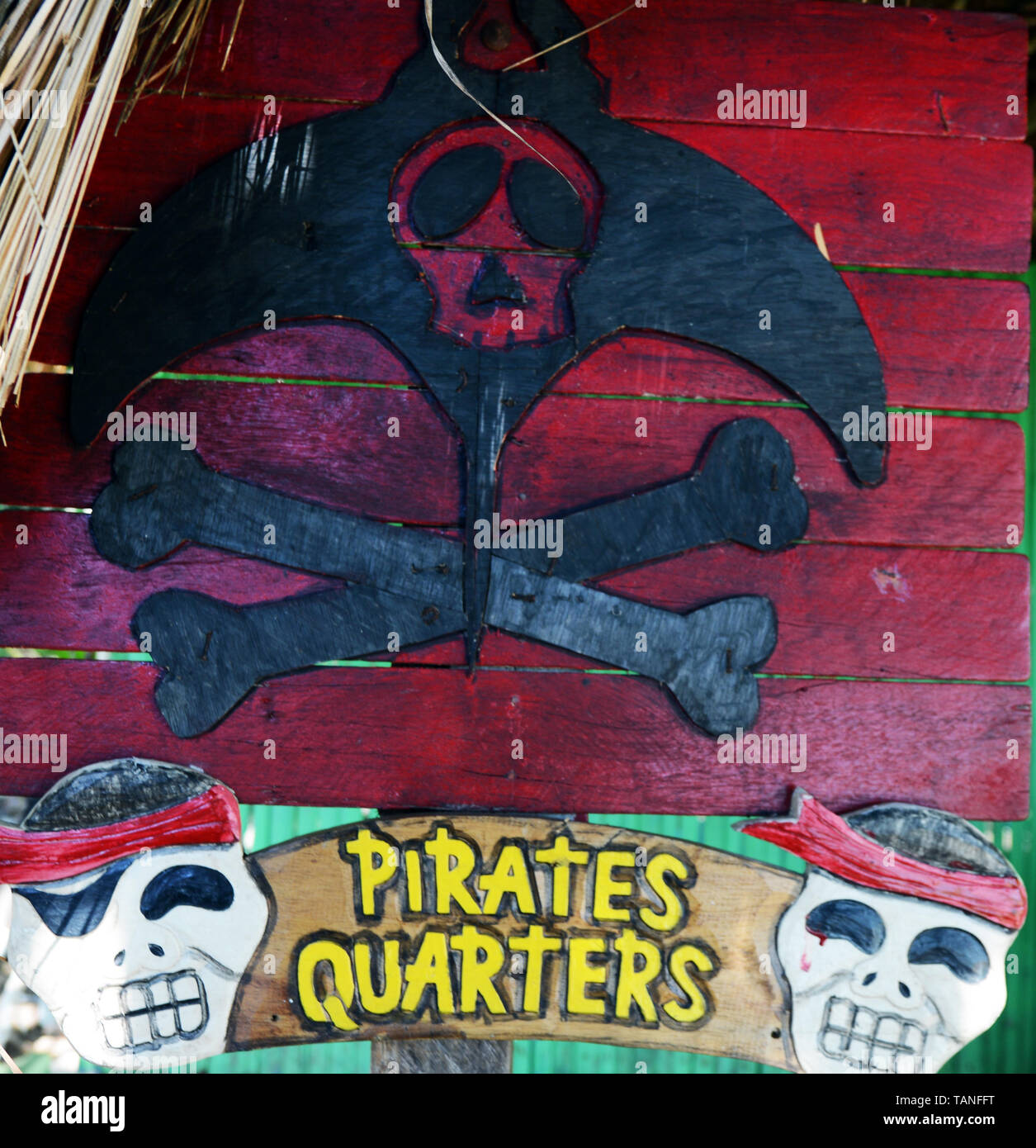 Piraten Viertel in X Piraten Camp auf sebayur Besar Insel. Stockfoto