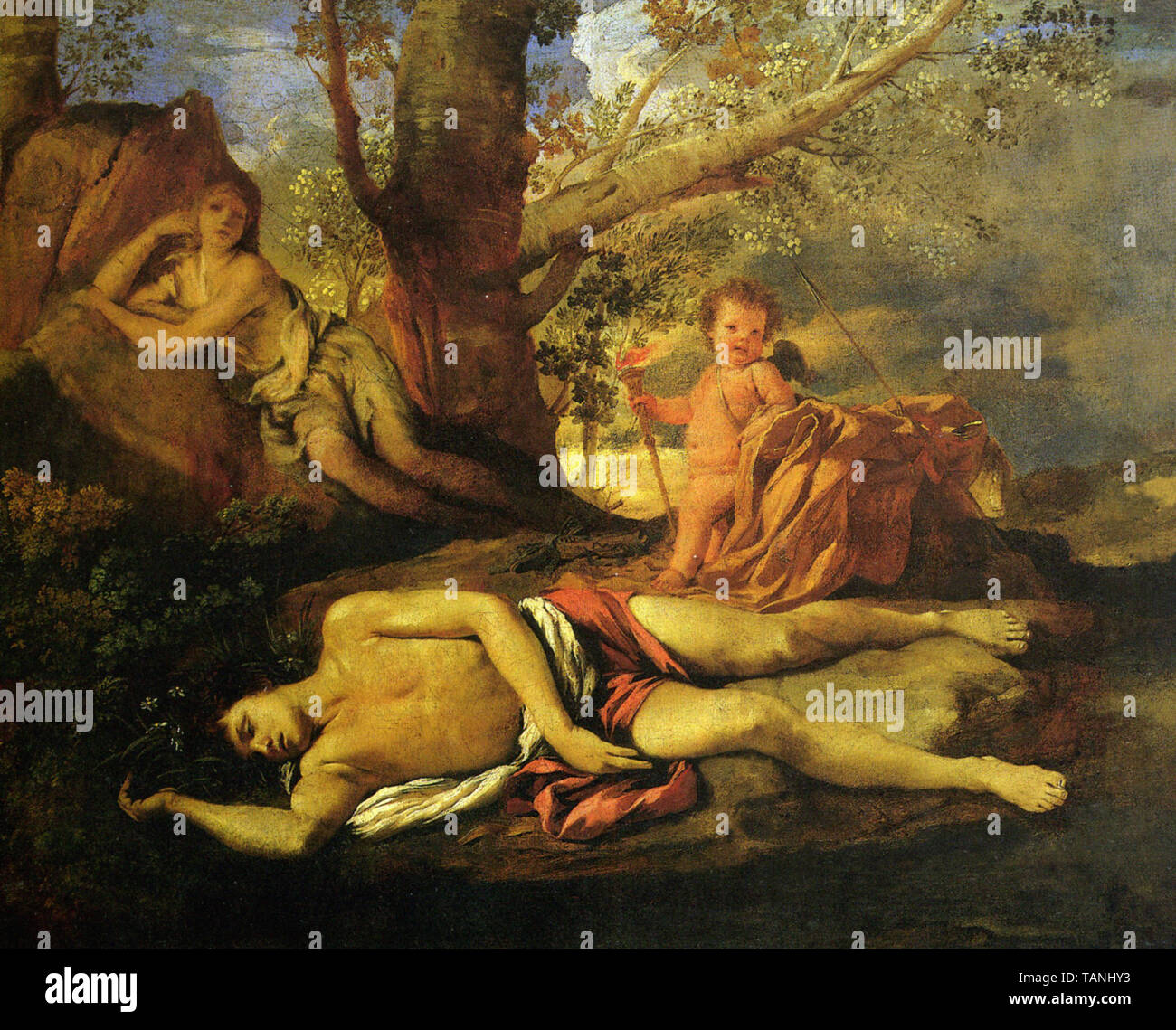 Nicolas Poussin - echo Narziss 1627 Stockfoto