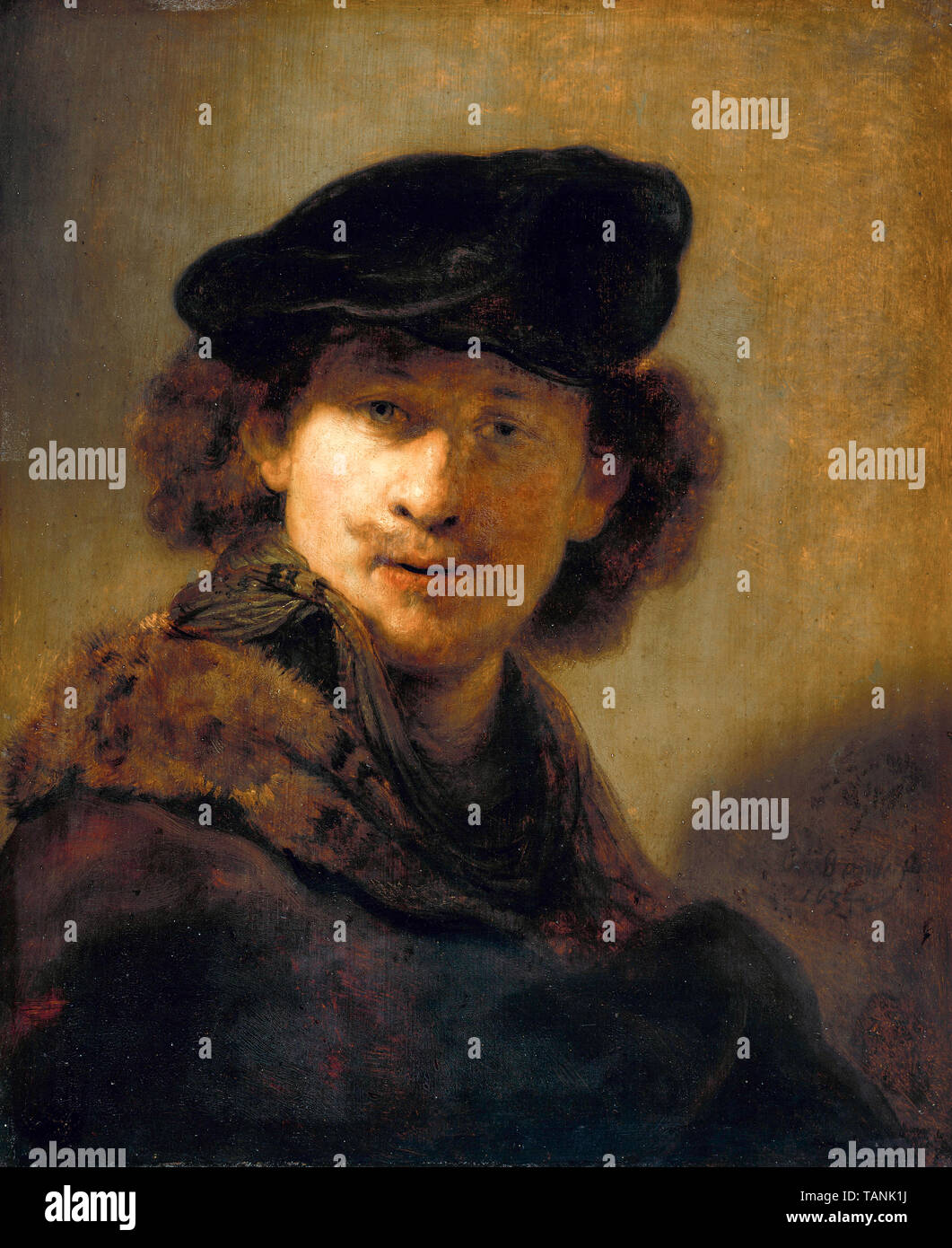 Rembrandt van Rijn, Selbstbildnis mit Samt Beret, Malerei, 1634 Stockfoto